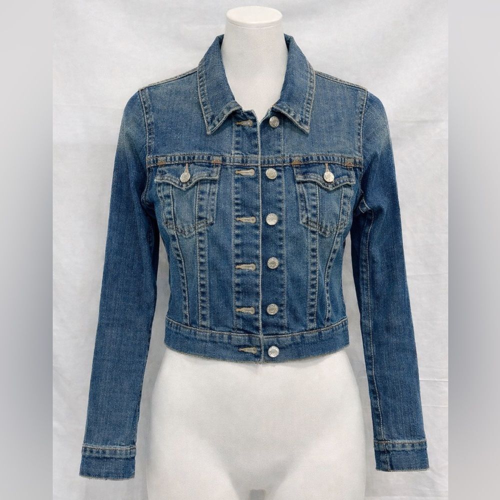 True Religion Emily Cropped Denim Jacket XS • Y2K Vintage
